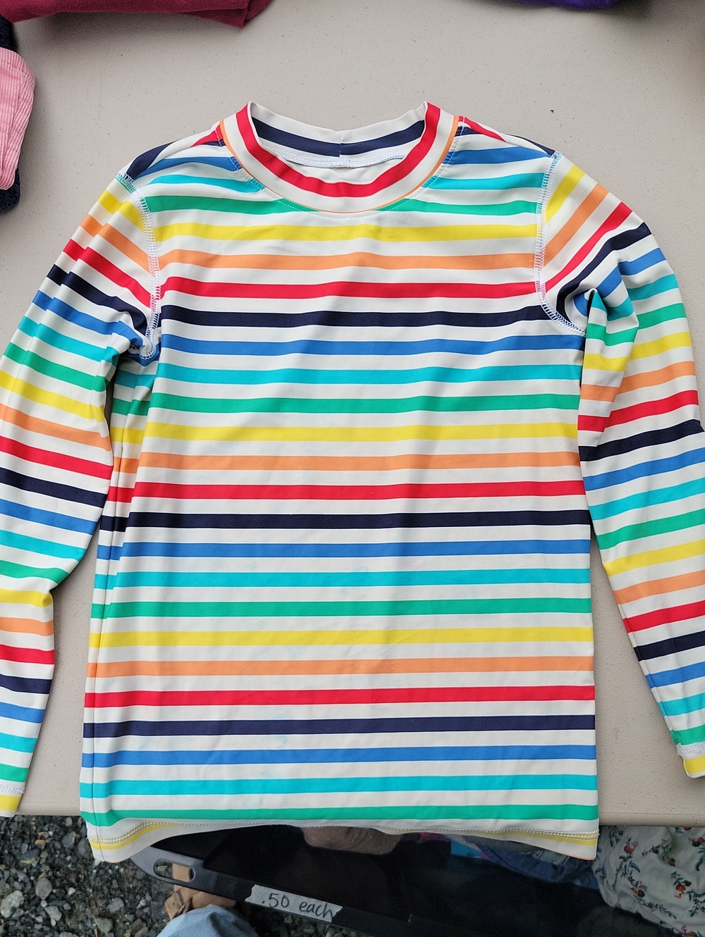Primary Kids Long-Sleeve Rainbow Stripe Rash Guard